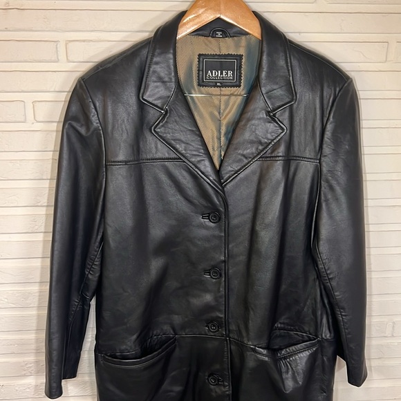 Adler Collection Vintage Black Button Up Leather Jacket, Women’s Size XL - Picture 2 of 15